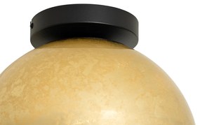 Design plafondlamp zwart met goud glas - Bert