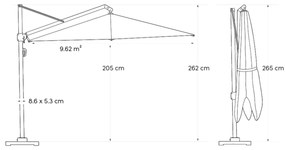 Platinum Challenger zweefparasol 3.5m T2 premium (incl. voet en hoes) faded black