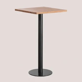 Vierkante Hoge Bartafel Van Acacia Hout Macchiato ↔︎ 60 Cm & Zwart - Sklum