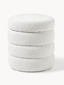 Bouclé gestoffeerde poef Alto met opbergruimte
