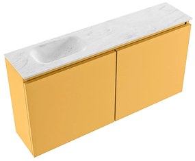 Mondiaz Ture DLux toiletmeubel 100cm ocher met wastafel opalo links met kraangat