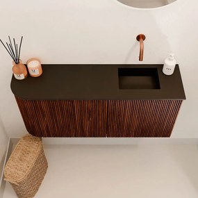 Mondiaz Joya 90cm toiletmeubel ronding links ruby met wastafel faye rechts zonder kraangat urban