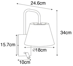 LED Moderne wandlamp zwart en goud met leeslamp - Renier Modern E14 rond Binnenverlichting Lamp