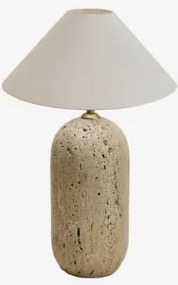 Tafellamp Van Natuurlijk Steen Yalvira Travertijn & Wit Mat Ø35 Cm - ↑15 Cm Graciela - Sklum