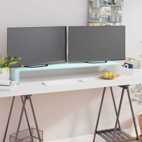 vidaXL TV-meubel/monitorverhoger wit 110x30x13 cm glas