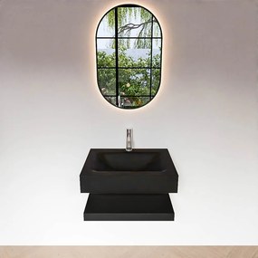 Zaro Alan badmeubel 60cm met planchet urban en vrijhangende wastafel cloud midden 1 kraangat urban