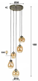 Trapse Hanglamp Met Chroom Glas Kappen