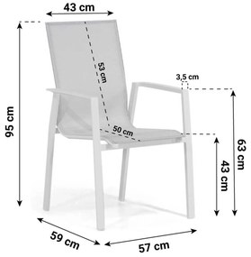 Tuinset 6 personen 220 cm Aluminium/Teak/Textileen /Aluminium/teak/Aluminium/textileen Wit Lifestyle Garden Furniture Ultimate/Los