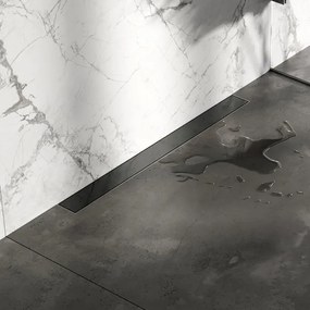 Brauer Douchegoot - 70x7.5cm - muurflens - tegelinlegrooster omkeerbaar - RVS - geborsteld gunmetal DR-MRFW70GM