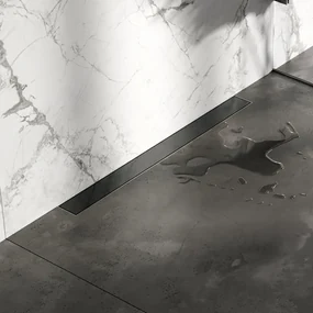 Brauer Douchegoot - 70x7.5cm - muurflens - tegelinlegrooster omkeerbaar - RVS - geborsteld gunmetal DR-MRFW70GM