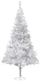 vidaXL Kunstkerstboom met LED's en standaard 180 cm PET zilverkleurig