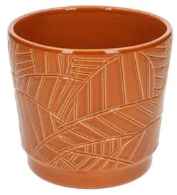 Bloempot, aardewerk, terra met palmbladmotief,Ø 14 cm