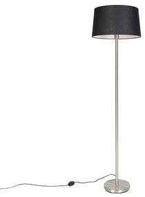 Moderne vloerlamp staal met zwarte kap 45 cm - Simplo
