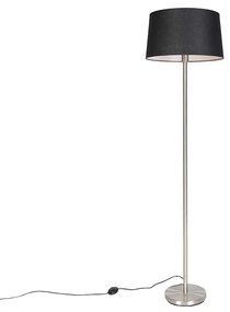 Stoffen Moderne vloerlamp staal met zwarte kap 45 cm - Simplo Modern E27 rond Binnenverlichting Lamp