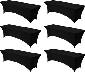 VEVOR 6 x Stretch Spandex Tafelkleed (Rechthoekig) Geschikt voor 244 cm Tafels, Wasbare Kreukvrije Tafelkleedbeschermer, Tafelkleed voor Feesten, Bruiloften, Banketten, Festivals, Zwart