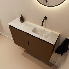 Mondiaz Ture DLux toiletmeubel 80cm rust met wastafel ostra rechts zonder kraangat