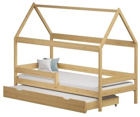 Peuter Natuurlijk Canopy House-vormig eenpersoonsbed met onderschuifbed - Betty 5056231770620 Children's Beds Home, 190x90, Geen Children's Beds Home