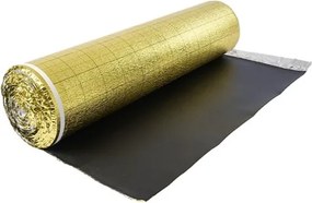 VEVOR Contactgeluidsisolatie, 18,6 m²/rol, 3-in-1 3 mm dikke isolatieonderlaag met kleefband en dampremmende laag, IXPE-schuim met gouden PE, geluidsisolatie en geluidsreductie, voor laminaatvloeren