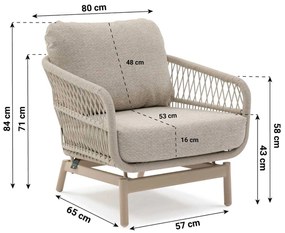 Stoel en Bank Loungeset 5 personen Aluminium/rope Taupe  Lifestyle Garden Furniture Cordoba