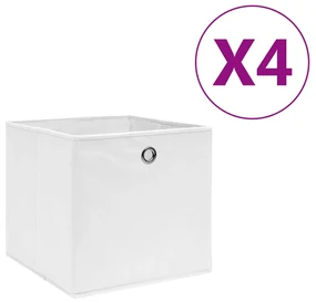 vidaXL Opbergboxen 4 st 28x28x28 cm nonwoven stof wit