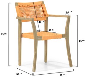 Tuinset 4 personen 90 cm Outdoor textiel Oranje Lifestyle Garden Furniture Dallas/Bristol