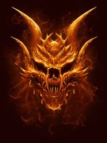 Ilustratie Demon fire skull digital painting, Refluo