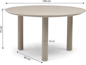 Dining Tuintafel rond 140 cm Zand/Beige Trino