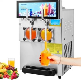 VEVOR 8 L x 2 commerciële slushmachine, slushmaker met 26 tot 32 liter/uur slushmachine, 1800 W slushmachine, 94 kg roestvrijstalen slushmachine, 570 × 680 × 925 mm