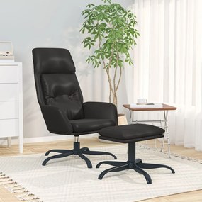 vidaXL Relaxstoel met voetenbank kunstleer glanzend zwart