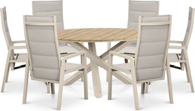 Tuinset 6 personen 150 cm Aluminium Taupe Lifestyle Garden Furniture Essence/Ancona