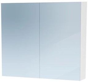 Saniclass Dual Spiegelkast - 80x70x15cm - 2 links- rechtsdraaiende spiegeldeur - MDF - hoogglans wit 7762