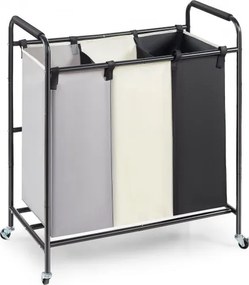 VEVOR 3-delige wasmand, commerciële wassorteerder, wasverzamelaar met een laadvermogen van 15 kg, wasmand van Oxford-stof, wasscheider, oprolbaar, mobiel wassorteersysteem, wascontainer, waskast