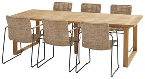 Taste by 4 Seasons Palma eetset naturel met Spartan teak tafel 240 cm  Tuinset    beige weerbestendig