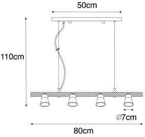 Eettafel / Eetkamer Landelijke hanglamp zwart met hout 8-lichts - Jelle Landelijk GU10 Binnenverlichting Lamp