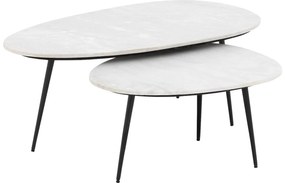 Goossens Salontafel Enzo ovaal, marmer wit, elegant chic, 70 x 35 x 50 cm