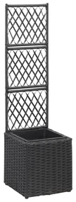 vidaXL Latwerkplantenbak verhoogd met 1 pot 30x30x107 cm rattan zwart