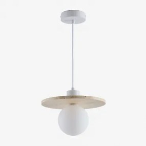 Hanglamp Ø25 Cm Van Travertijn Met Glazen Bol Davise Travertijn - Sklum