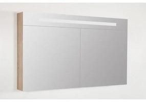 Saniclass Double Face Spiegelkast - 120x70x15cm - verlichting - geintegreerd - 2 links- rechtsdraaiende spiegeldeur - MFC - legno calore 7093