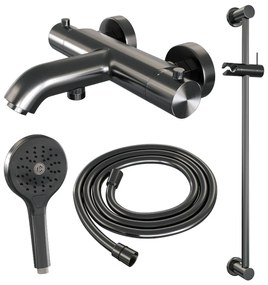 Brauer Gunmetal Edition thermostatische badkraan met glijstang en 3 standen handdouche gunmetal geborsteld PVD