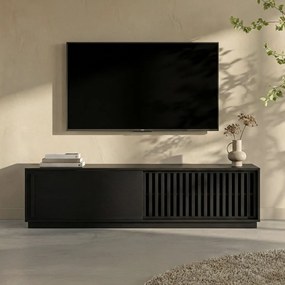 TV Meubel Met Schuifdeur Zwart - 180x40x45cm.