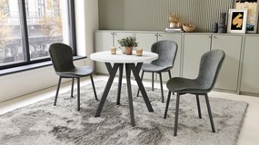 ALMO 80 Mat Wit / zwarte poten – ronde tafel met Y-poten, loft/industrieel voor keuken, woonkamer en eetkamer