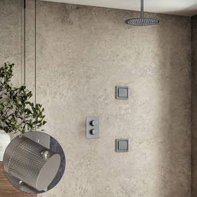 Saniclear Exclusive Curved inbouw regendouche 30cm met vierkante massagejets en plafondarm RVS