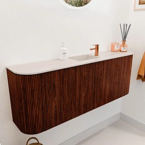 Mondiaz Joya DLux 115cm toiletmeubel ronding links/rechts ruby met wastafel faye midden 1 kraangat meli