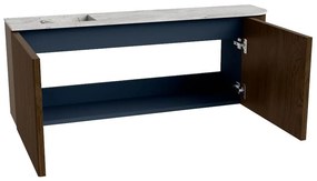 Mondiaz Joya DLux 110cm toiletmeubel ronding rechts walnut met wastafel faye links zonder kraangat glace