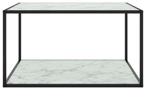 vidaXL Salontafel met wit marmerglas 90x90x50 cm zwart