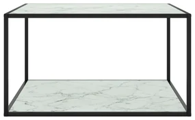 vidaXL Salontafel met wit marmerglas 90x90x50 cm zwart
