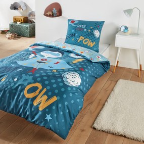 Bedset in recycled microvezel, vierkante kussensloop