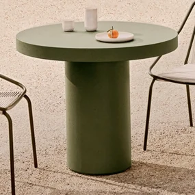 Kave Home Aiguablava Cement Eettafel Rond Groen 90 Cm - 90 X 90cm.