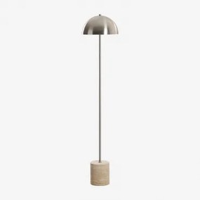Led Vloerlamp Voor Buiten In Roestvrij Staal En Natuursteen Nicolas Travertine - Sklum