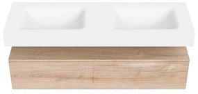 Zaro Alan badmeubel 140cm washed oak 1 lade met vrijhangende wastafel cloud dubbel zonder kraangat talc